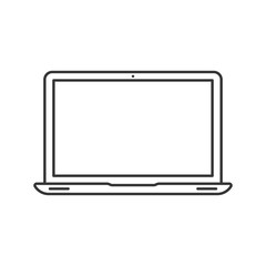 Black linear laptop icon. Outline laptop icon.