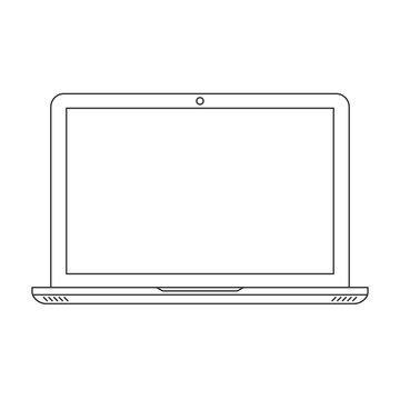 Outline Laptop Isolated. Black Linear Laptop Icon.