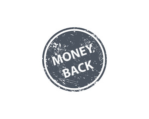 Money back stamp vector texture. Rubber cliche imprint. Web or print design element for sign, sticker, label.