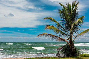 Waves crashing onto the beach at Galle