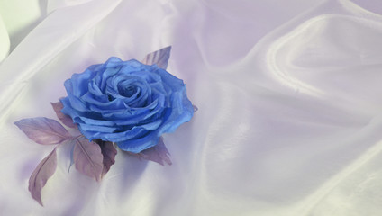 Beautiful hand made silk flower. Vintage retro style decoration. Fashionable female corsage brooch...