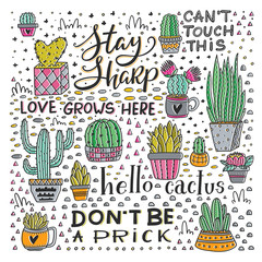 Vector Lettering and Cactus collection design art