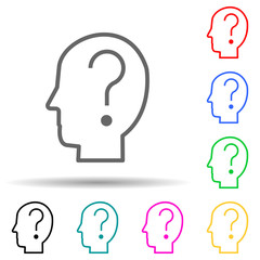questions in head multi color style icon. Simple thin line, outline vector of interview icons for ui and ux, website or mobile application