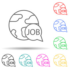 world job search multi color style icon. Simple thin line, outline vector of interview icons for ui and ux, website or mobile application