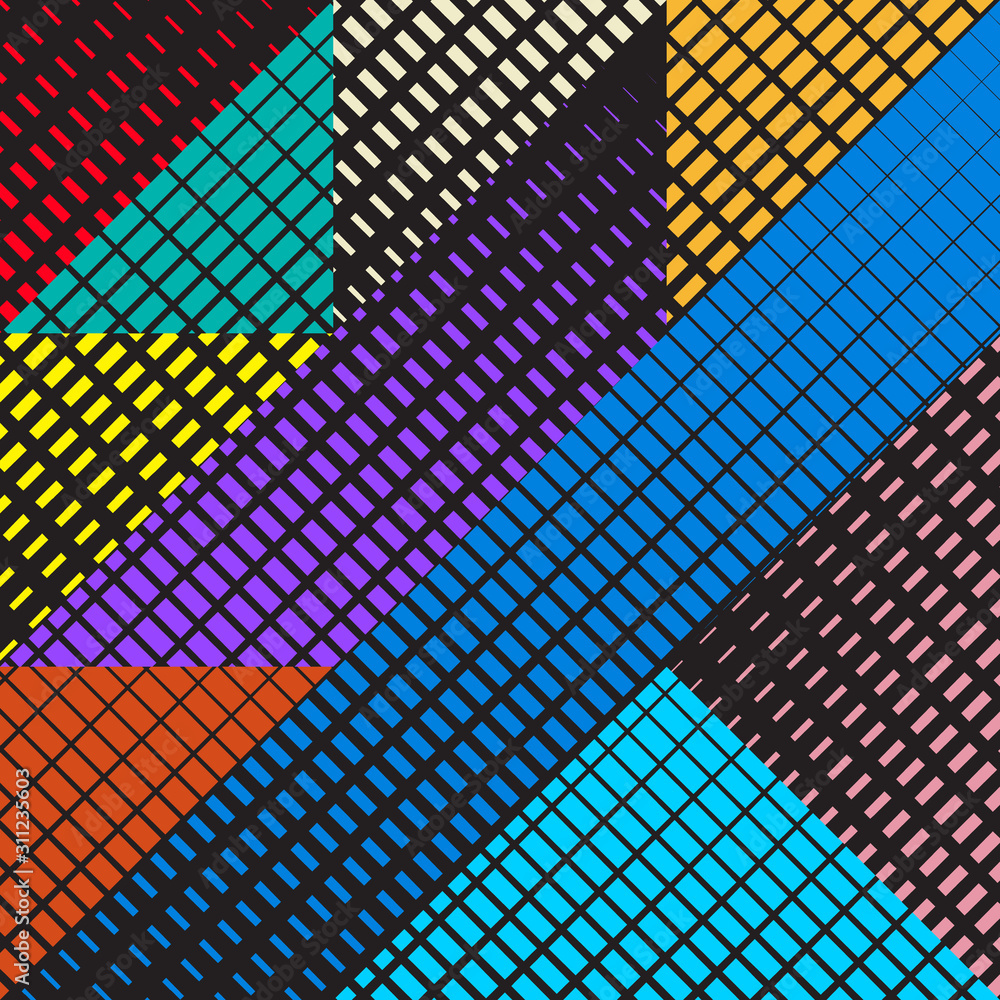 Poster abstract seamless pattern of geometric shapes with texture. optical illusion of the volume and depth