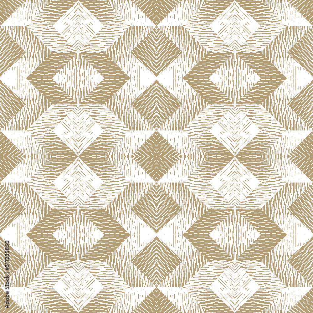 Poster abstract seamless pattern of geometric shapes with texture. optical illusion of the volume and depth