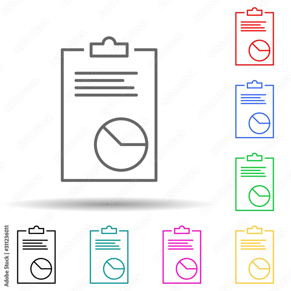 Aufkleber report multi color style icon. simple thin line, outline vector of scientifics study icons for ui an