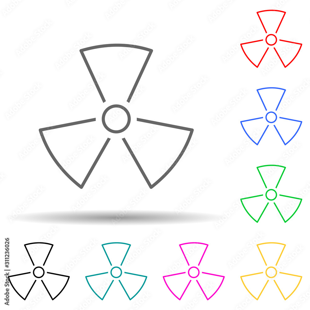 Poster radiation multi color style icon. simple thin line, outline vector of scientifics study icons for ui