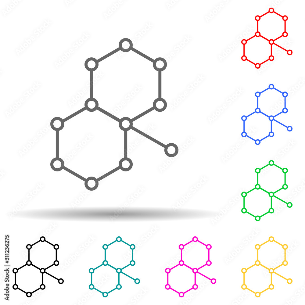 Poster molecule multi color style icon. simple thin line, outline vector of scientifics study icons for ui 