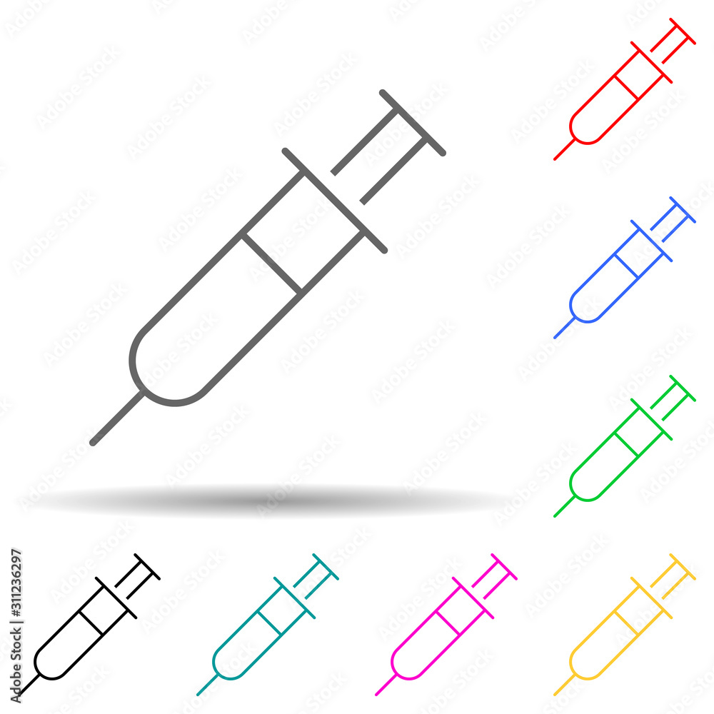 Poster syringe multi color style icon. simple thin line, outline vector of scientifics study icons for ui a