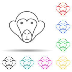 monkey multi color style icon. Simple thin line, outline vector of Scientifics study icons for ui and ux, website or mobile application