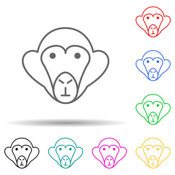 monkey multi color style icon. Simple thin line, outline vector of Scientifics study icons for ui and ux, website or mobile application