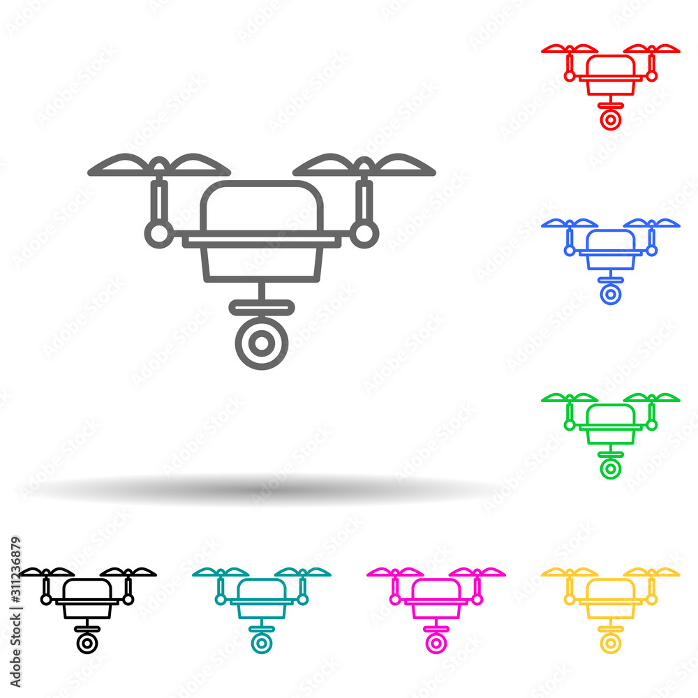 Poster smart drone camera multi color style icon. simple thin line, outline vector of artifical icons for u