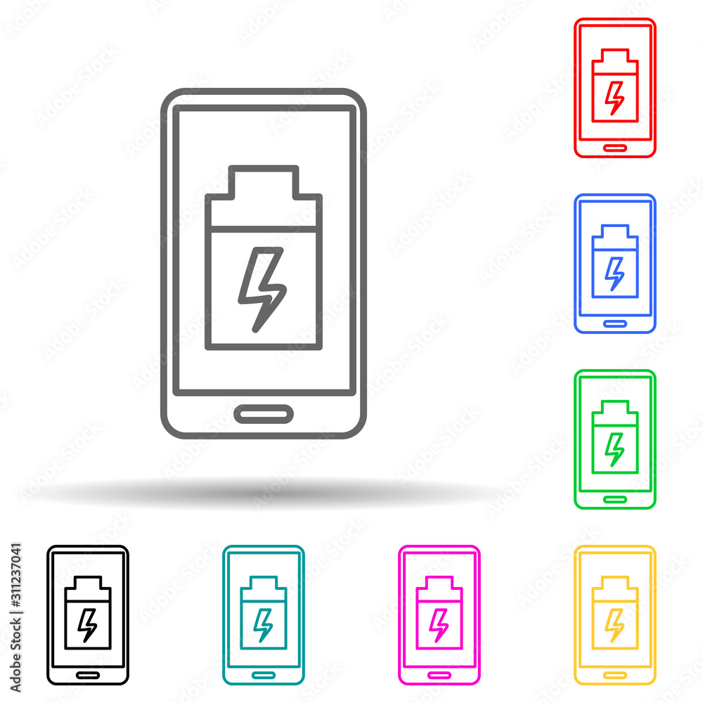 Poster low battery smartphone multi color style icon. simple thin line, outline vector of artifical icons f