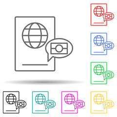 Biometric passport, digital passport multi color style icon. Simple thin line, outline vector of artifical icons for ui and ux, website or mobile application