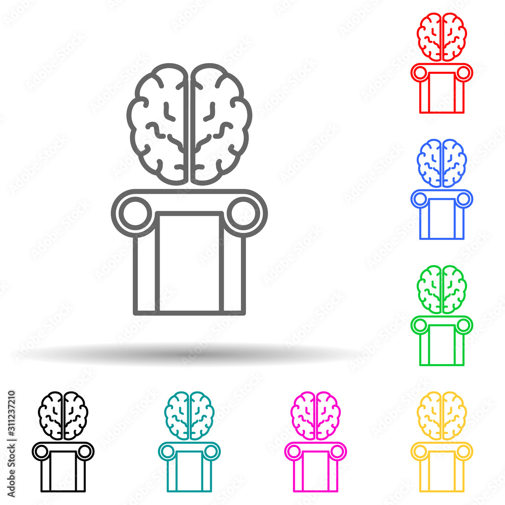 Poster brain intelligence, human brain multi color style icon. simple thin line, outline vector of artifica
