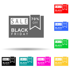 Black Friday poster stiker multi color style icon. Simple glyph, flat vector of black friday icons for ui and ux, website or mobile application