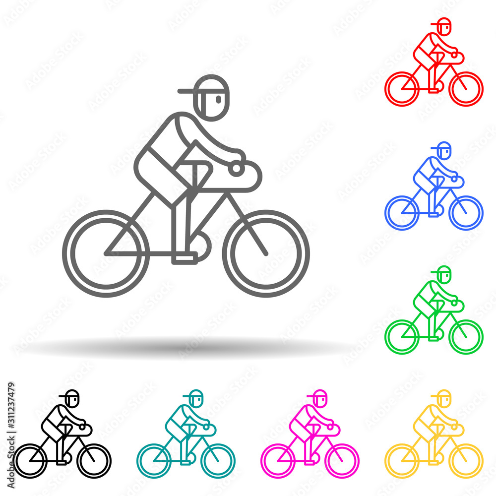 Aufkleber cyclist multi color style icon. simple thin line, outline vector of cancer day icons for ui and ux, 