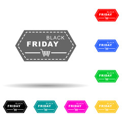 Black Friday poster stiker multi color style icon. Simple glyph, flat vector of black friday icons for ui and ux, website or mobile application