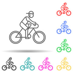 cyclist multi color style icon. Simple thin line, outline vector of cancer day icons for ui and ux, website or mobile application