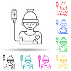 cancer patient multi color style icon. Simple thin line, outline vector of cancer day icons for ui and ux, website or mobile application