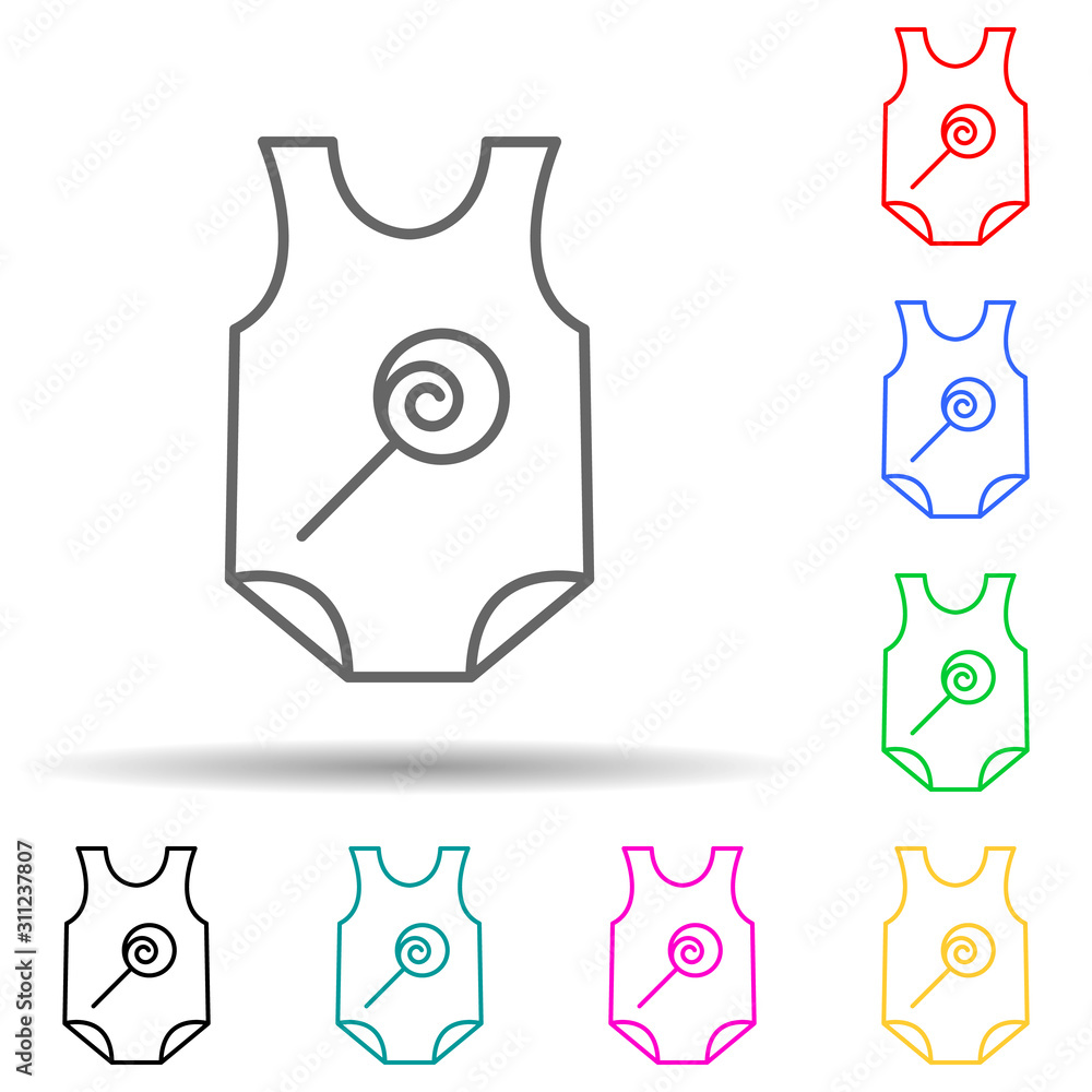 Poster diapers multi color style icon. Simple thin line, outline vector of clothes icons for ui and ux, website or mobile application