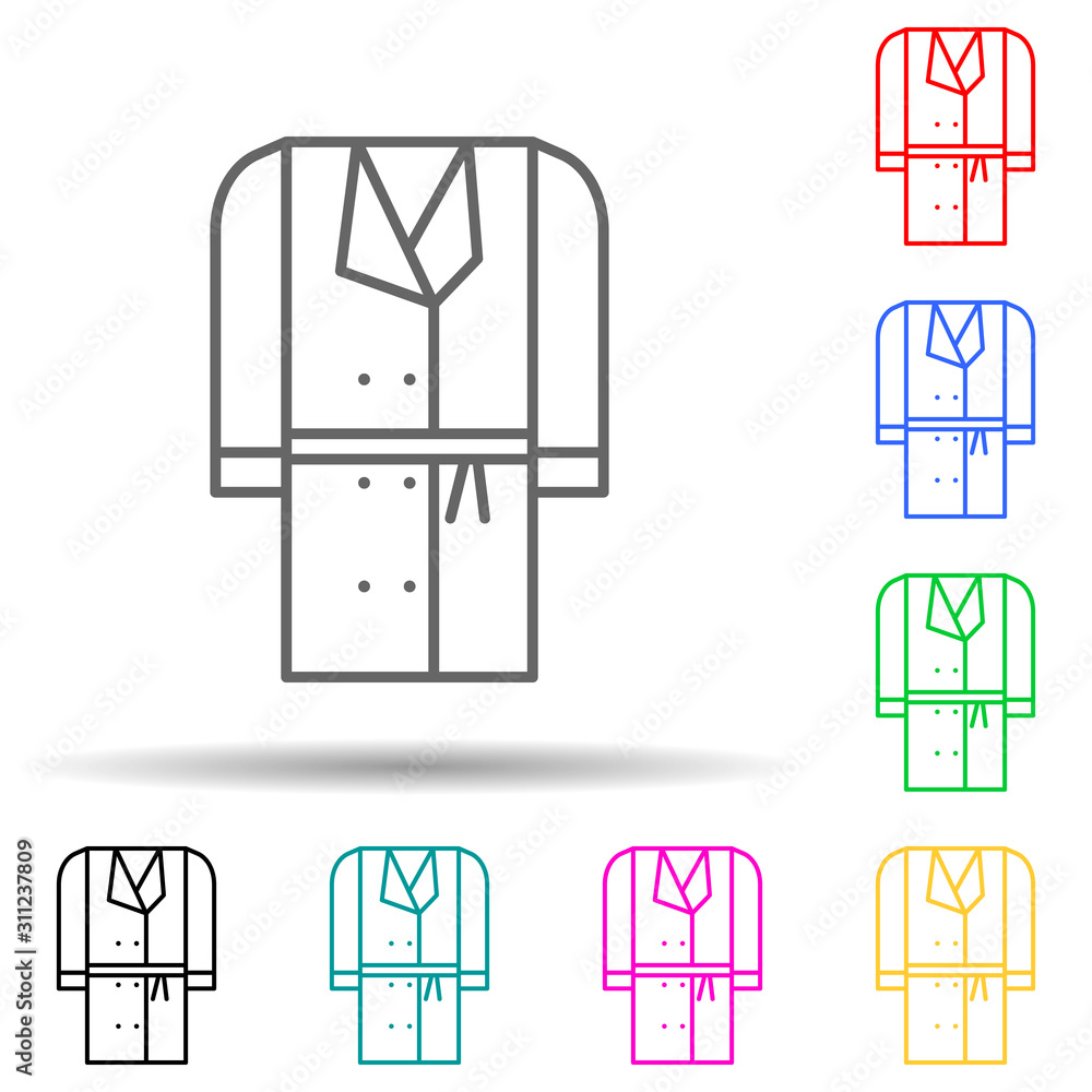Poster bathrobe multi color style icon. simple thin line, outline vector of clothes icons for ui and ux, we