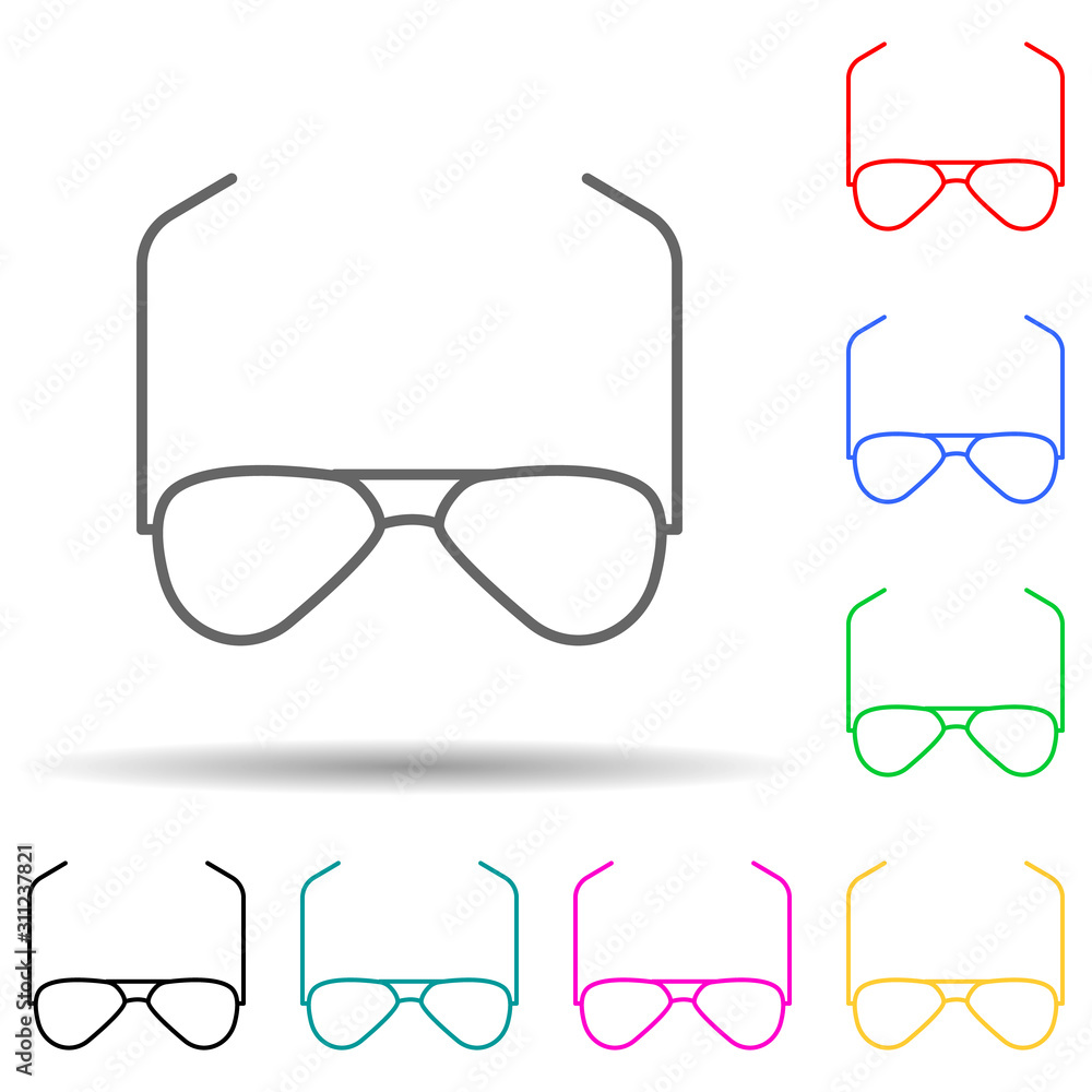 Poster sun glasses multi color style icon. simple thin line, outline vector of clothes icons for ui and ux,