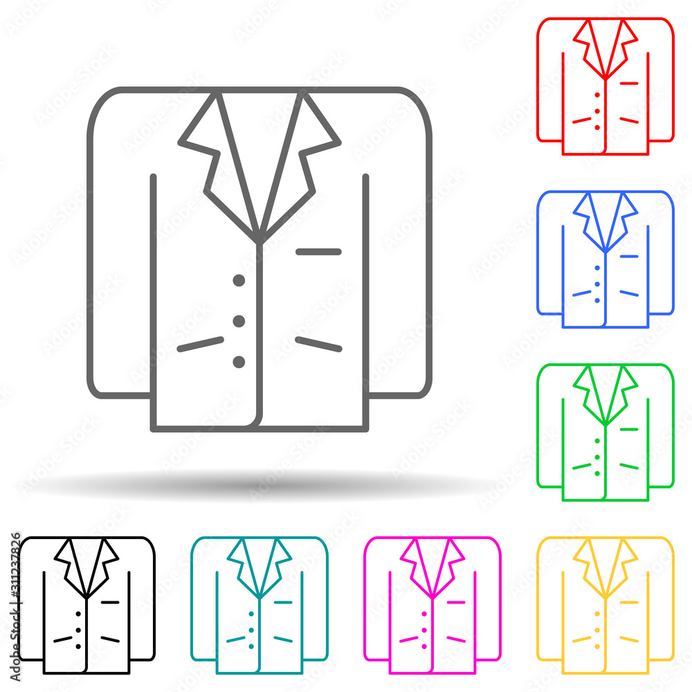 Poster jacket multi color style icon. simple thin line, outline vector of clothes icons for ui and ux, webs