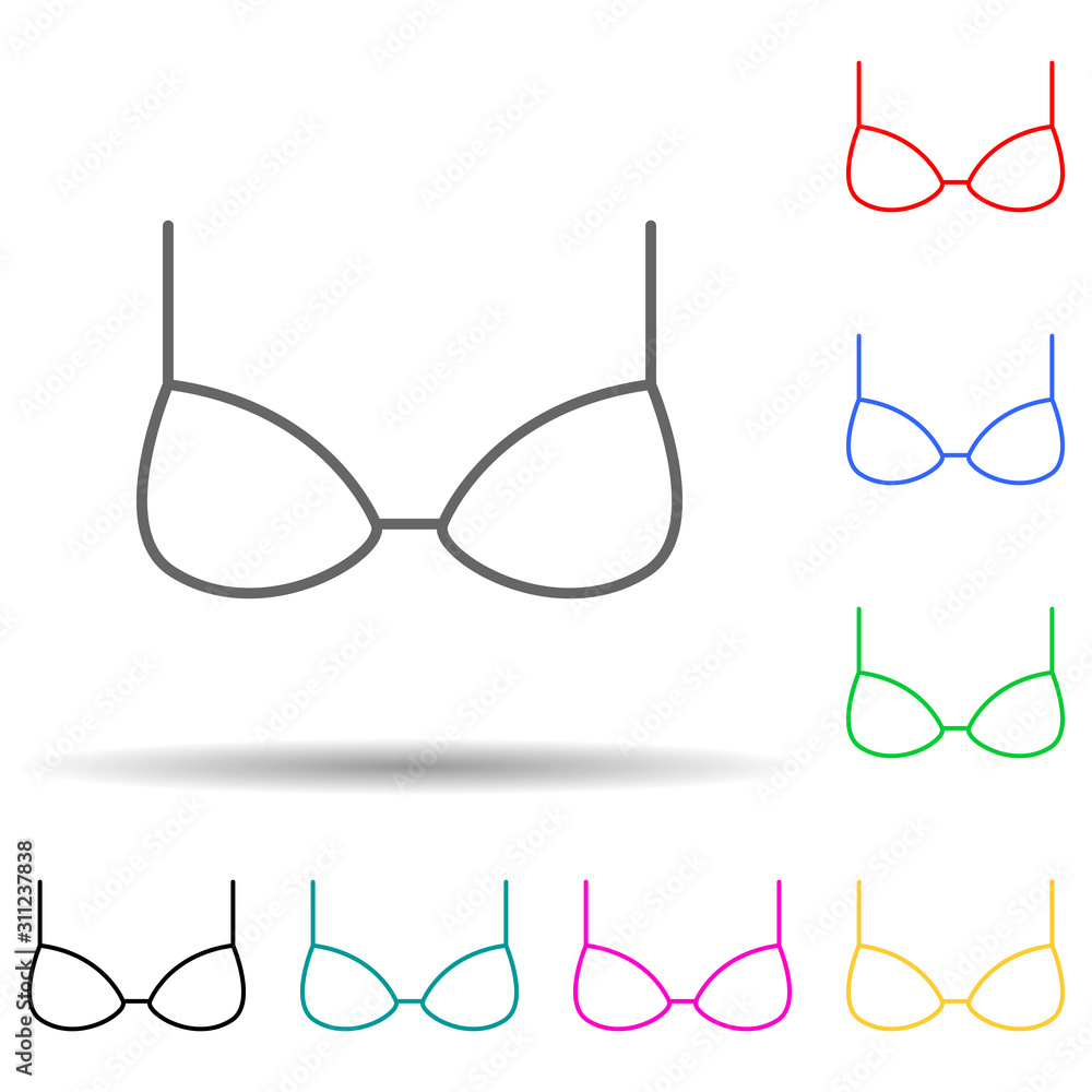 Poster brassiere multi color style icon. simple thin line, outline vector of clothes icons for ui and ux, w