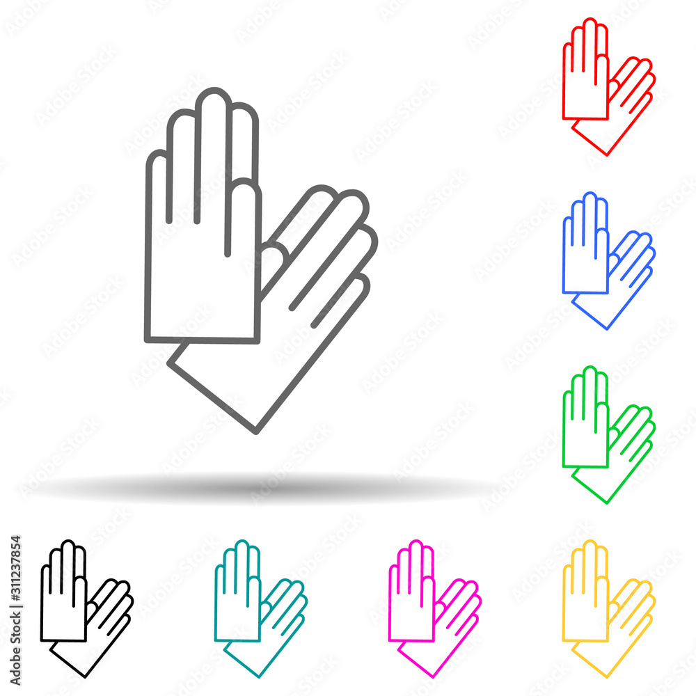 Poster gloves multi color style icon. simple thin line, outline vector of clothes icons for ui and ux, webs
