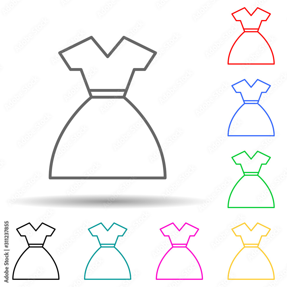Poster dress multi color style icon. simple thin line, outline vector of clothes icons for ui and ux, websi