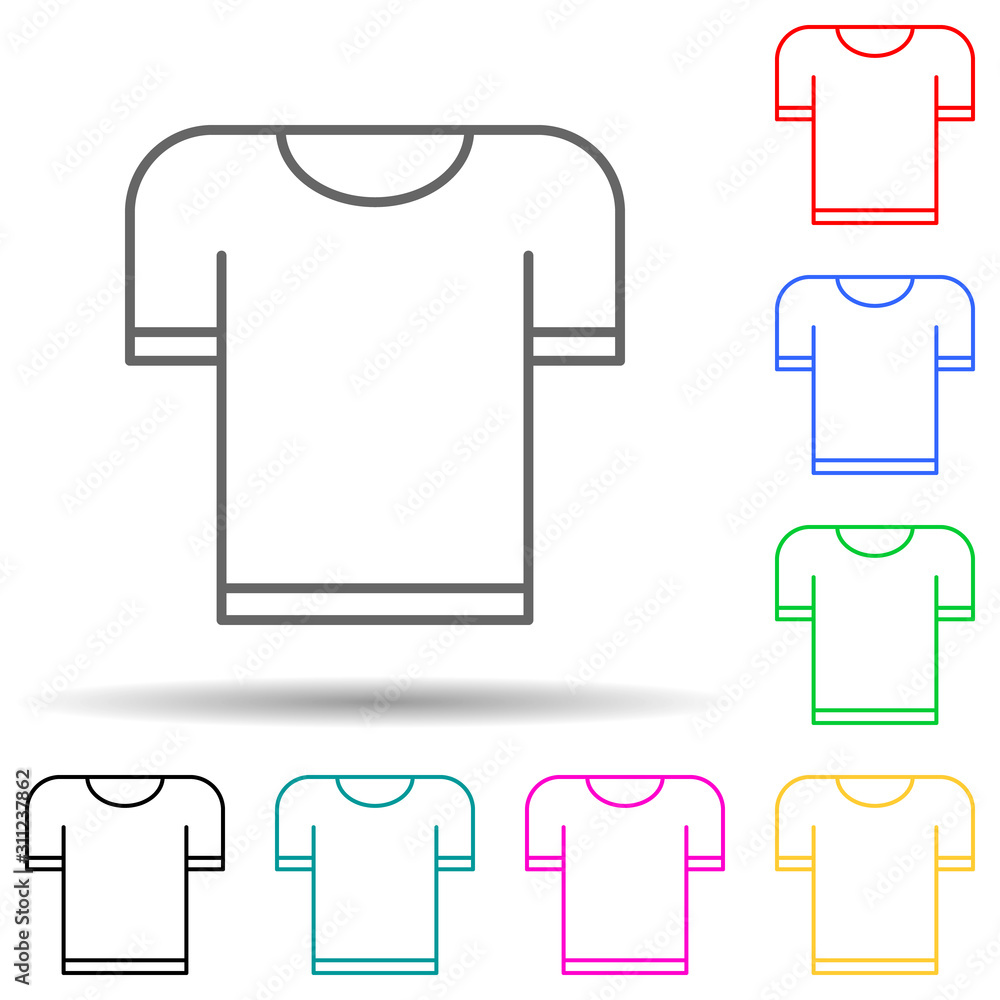 Poster t-shirt multi color style icon. simple thin line, outline vector of clothes icons for ui and ux, web