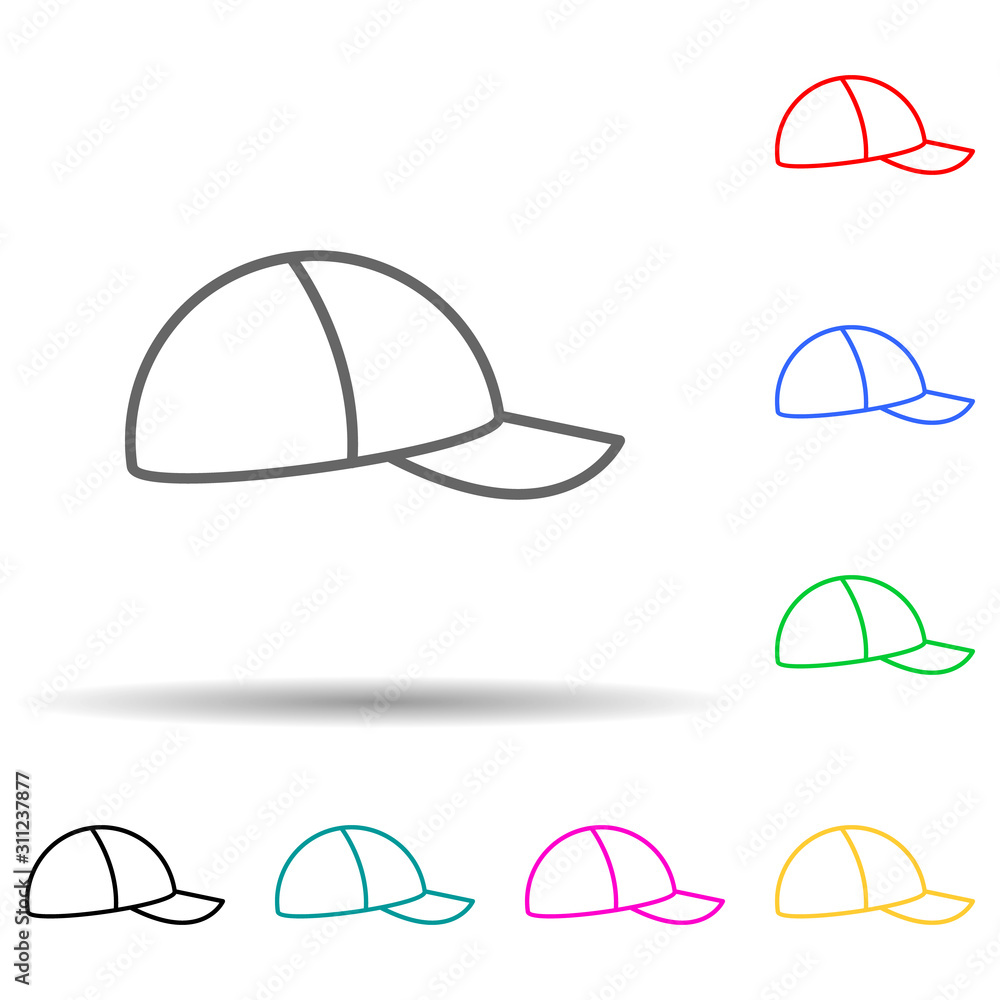 Poster cap multi color style icon. simple thin line, outline vector of clothes icons for ui and ux, website