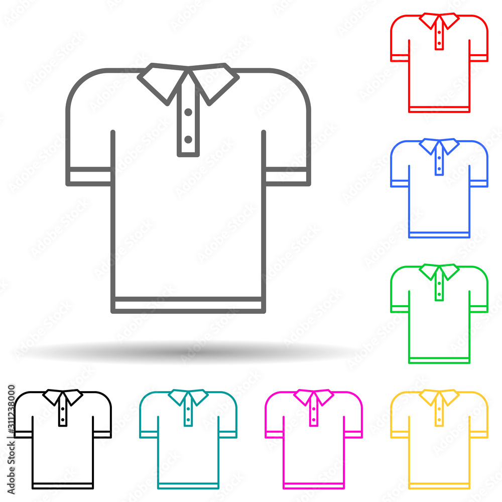 Aufkleber polo shirt multi color style icon. simple thin line, outline vector of clothes icons for ui and ux, 