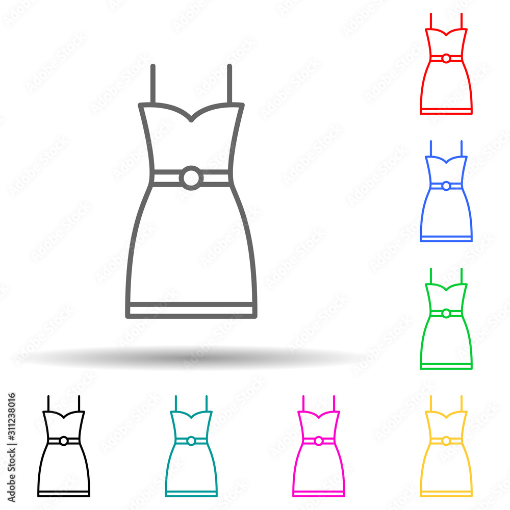 Poster dress with straps multi color style icon. simple thin line, outline vector of clothes icons for ui a