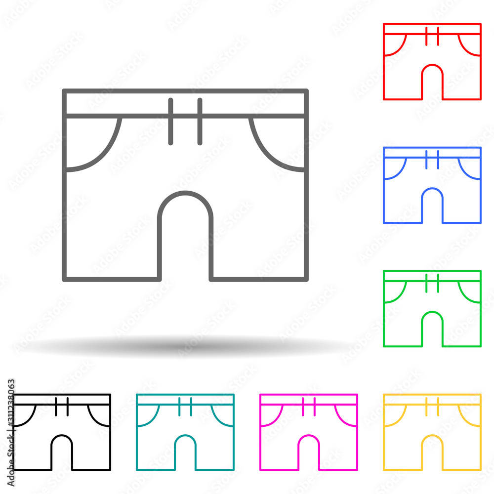 Poster shorts multi color style icon. simple thin line, outline vector of clothes icons for ui and ux, webs