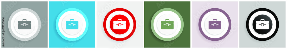 Aufkleber briefcase icon, bag, case, business vector illustrations in 6 colors options for web design and mobi