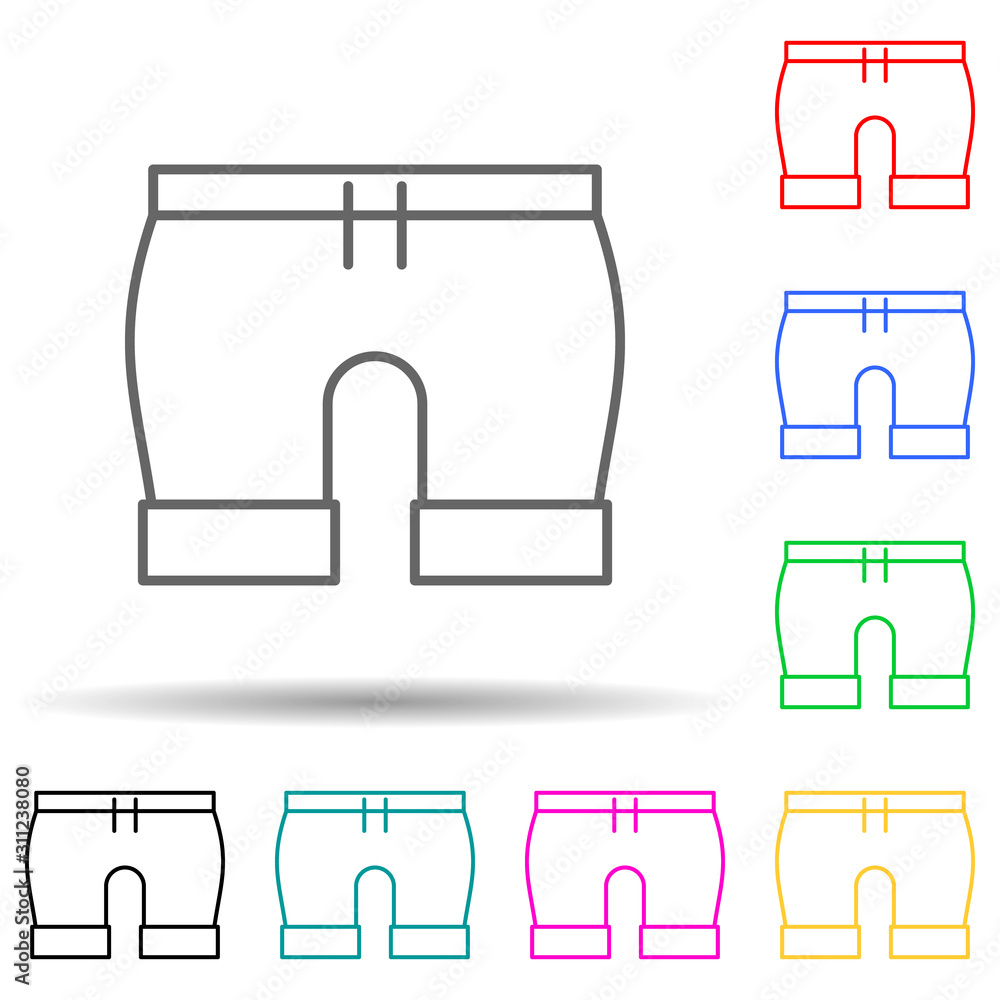 Poster shorts multi color style icon. simple thin line, outline vector of clothes icons for ui and ux, webs