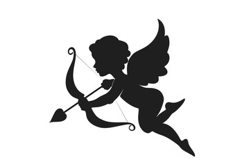 Fototapeta premium Cupid icon, love, wedding and valentines symbol. Cupid with bow and arrow