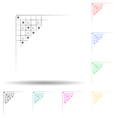 Vintage Corner elements multi color style icon. Simple thin line, outline vector of corner border element icons for ui and ux, website or mobile application