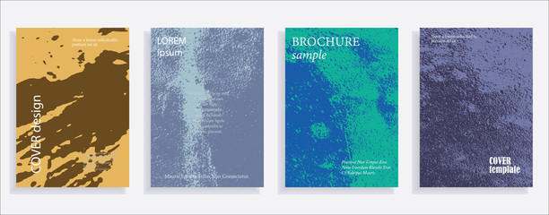 Minimalistic cover design templates. Set of layouts for covers of books, albums, notebooks, reports, magazines. Vintage texture gradient effect, flat modern abstract design. Grunge mock-up texture