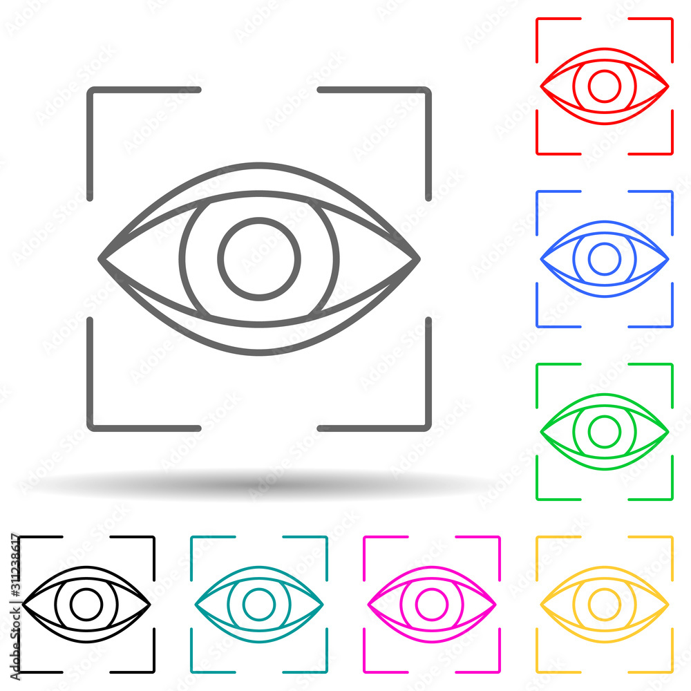 Poster search by eyes multi color style icon. simple thin line, outline vector of crime investigation icons