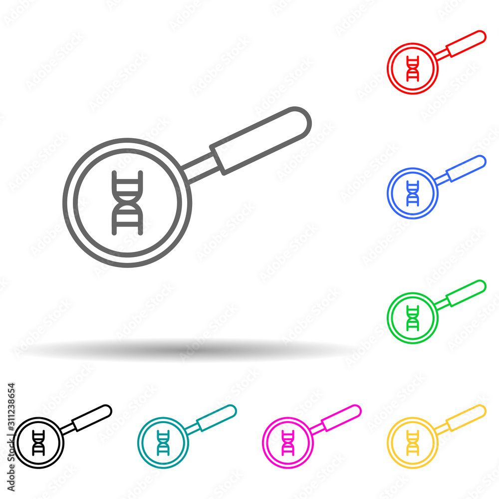Poster search by genes multi color style icon. simple thin line, outline vector of crime investigation icon