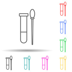 test tube and sample stick multi color style icon. Simple thin line, outline vector of crime Investigation icons for ui and ux, website or mobile application