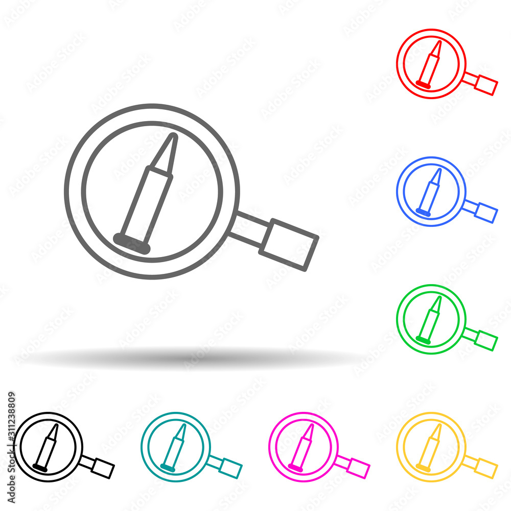 Poster bullet evidence multi color style icon. simple thin line, outline vector of crime investigation icon