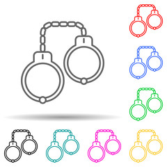 handcuffs multi color style icon. Simple thin line, outline vector of crime Investigation icons for ui and ux, website or mobile application