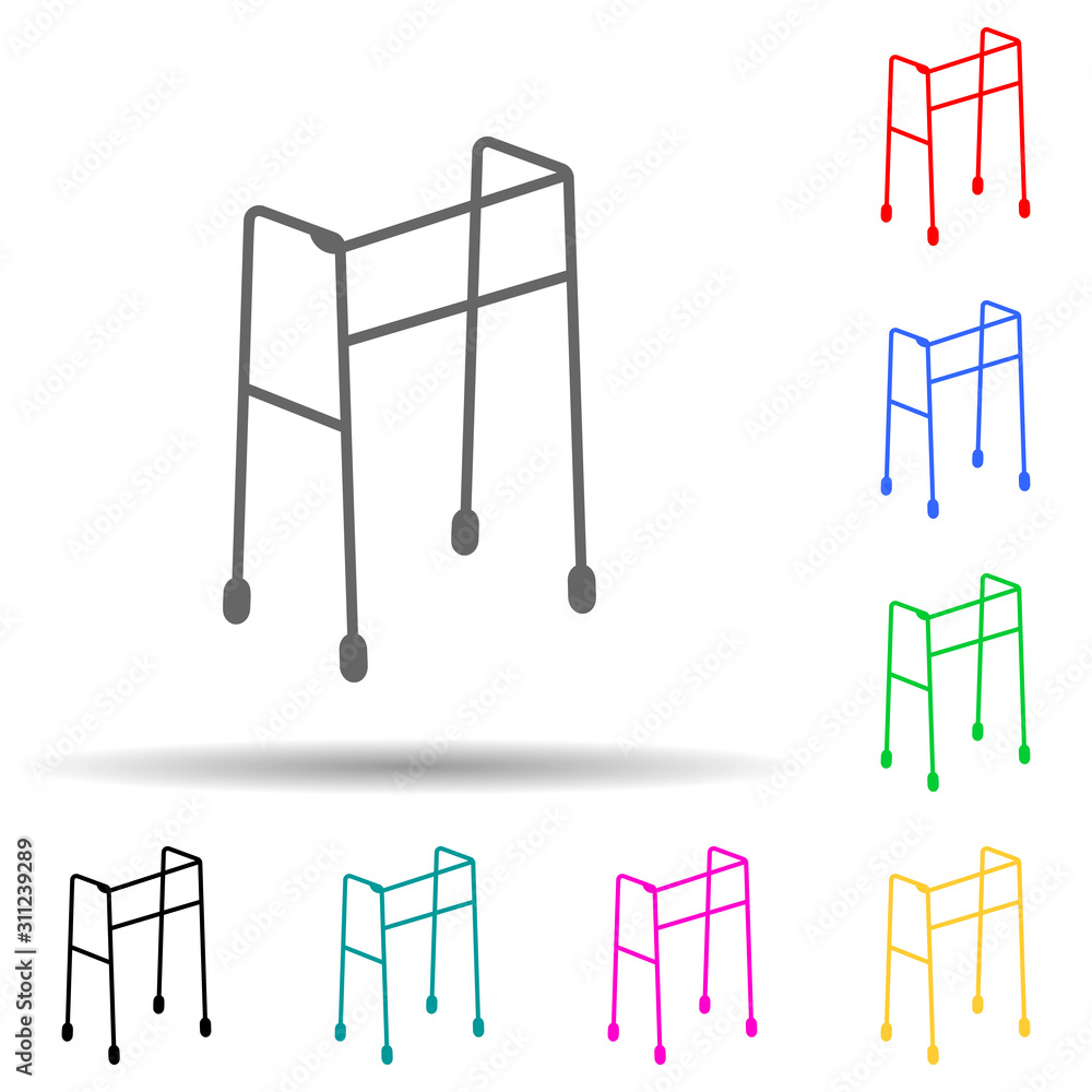 Poster walkers for adults multi color style icon. simple thin line, outline vector of disabled icons for ui