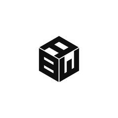 ABW triple cubic alphabet letter vector geometric font icon & Logo for your design.