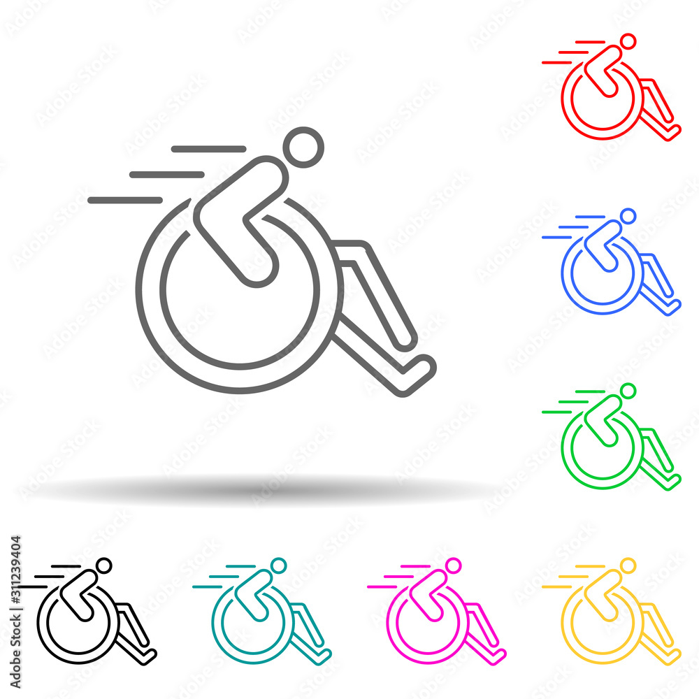 Poster race for the disabled multi color style icon. simple thin line, outline vector of disabled icons for